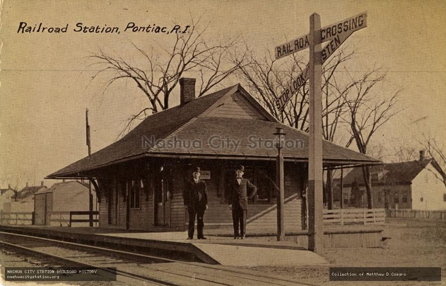 Postcard: Railroad Station, Pontiac, Rhode Island